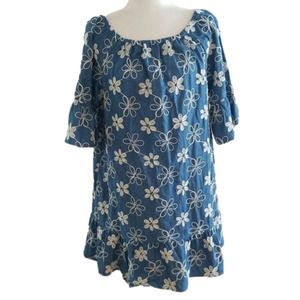 𝅺EMBROIDERED shift dress, off shoulders, size 10, ECI, flirty, feminine, …